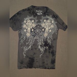 Raw State Vintage Y2K Goth Cross Graphic Tie Dye T-Shirt